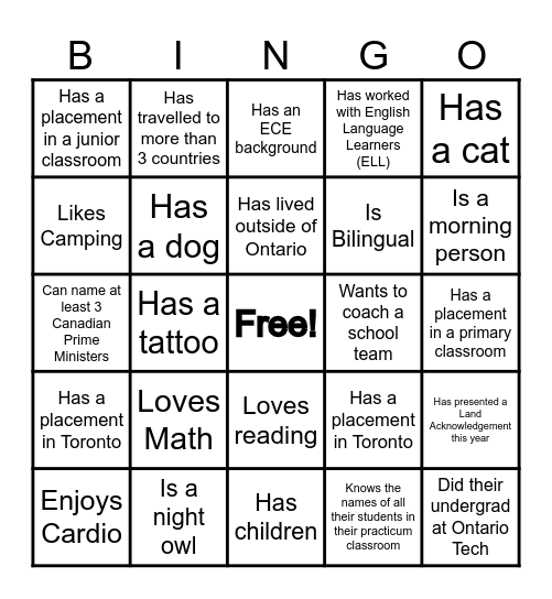 Find Someone Who... Bingo Card