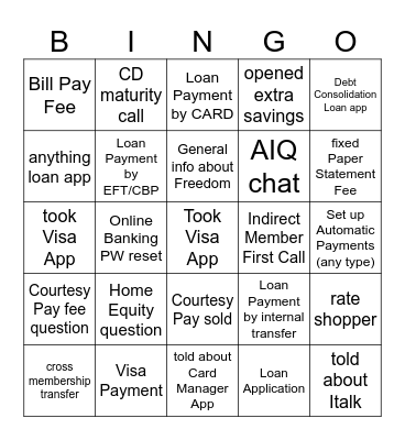 Call Bingo Card