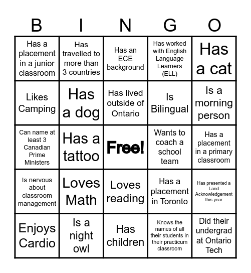 Find Someone Who... Bingo Card