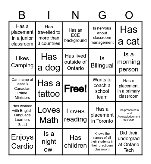 Find Someone Who... Bingo Card