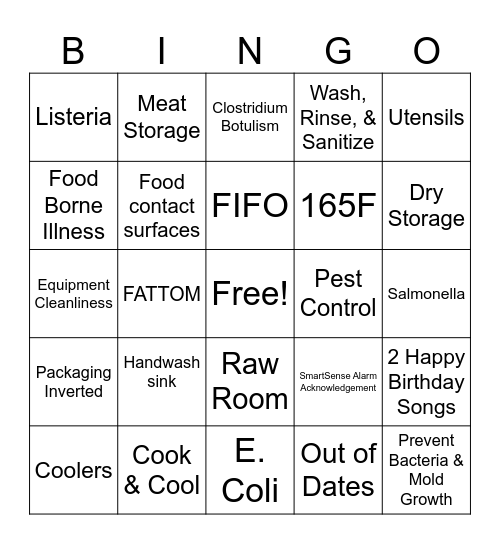 FOOD SAFETY Bingo Card