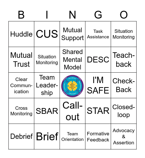 TeamSTEPPS 3.0 Tools Bingo Card