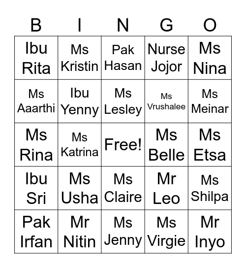 BMS Bingo! Bingo Card