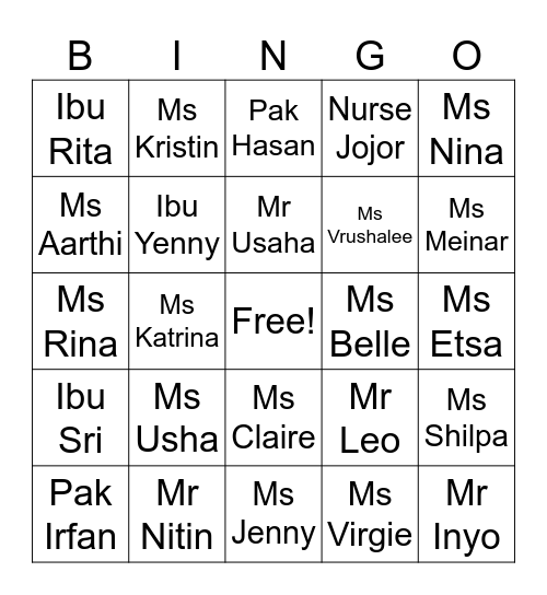 BMS Bingo! Bingo Card