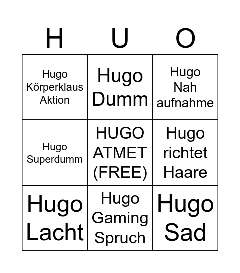 Hugo Extra bingo ! Bingo Card