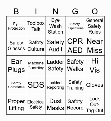 SAFETY Bingo Card