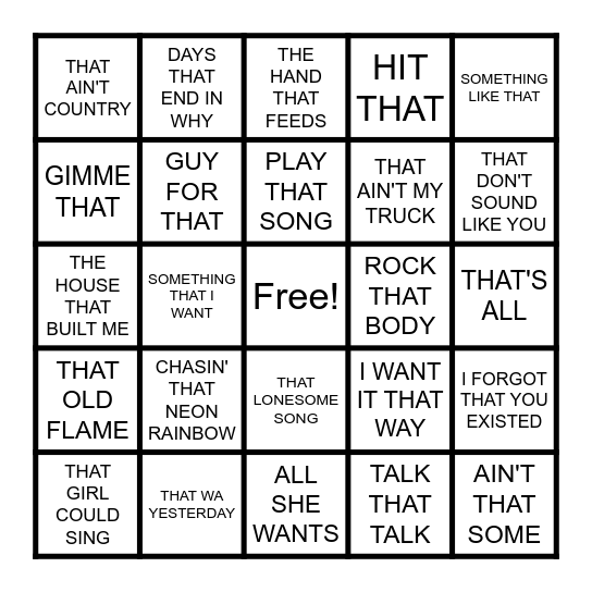 THAT Bingo Card