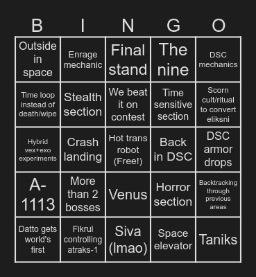 Vesper's Host Race Bingo Card