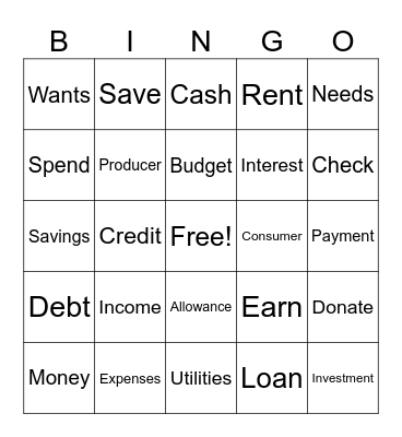 BUDGET BINGO Card