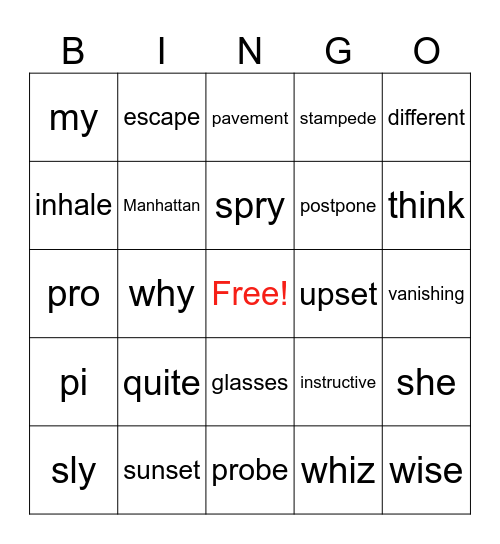 Wilson Step 5.1 Bingo Card