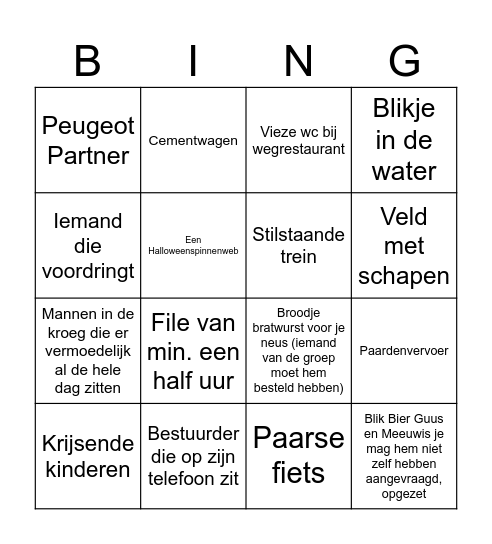 Vriendenweekend Düsseldorf Bingo Card