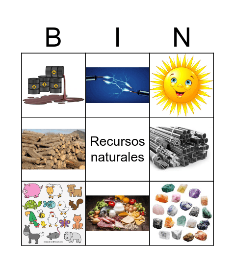 Recursos naturales Bingo Card