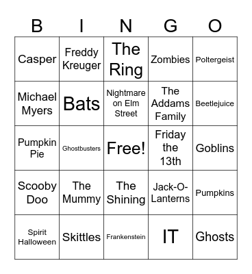 Halloween Bingo Card