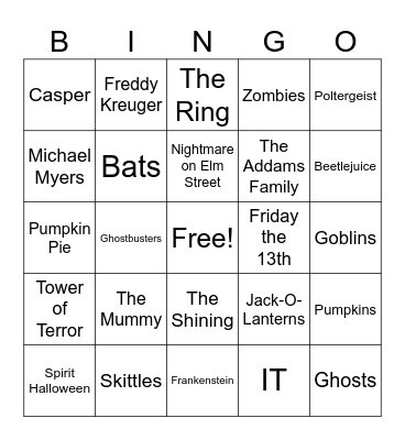 Halloween Bingo Card