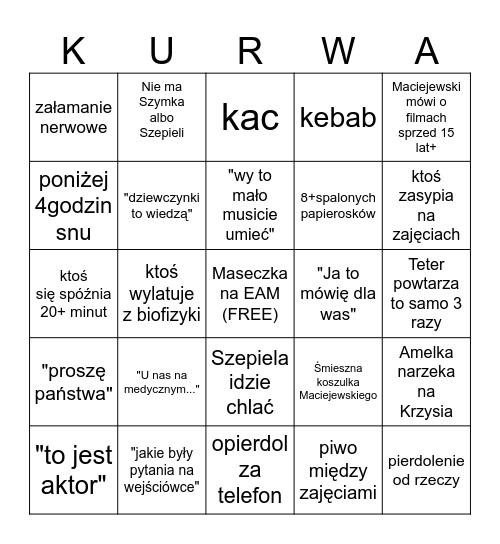 Piątek bingo Card