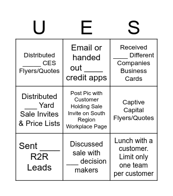 D205 UES Blitz Bingo Card