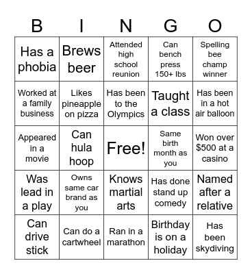 ST Bingo Card