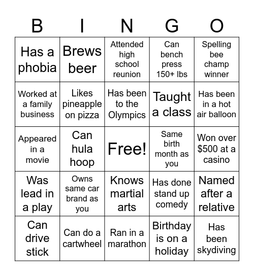 ST Bingo Card