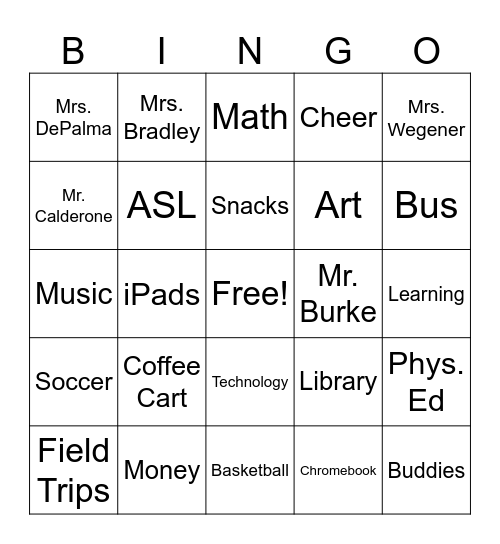 CCC BINGO Card