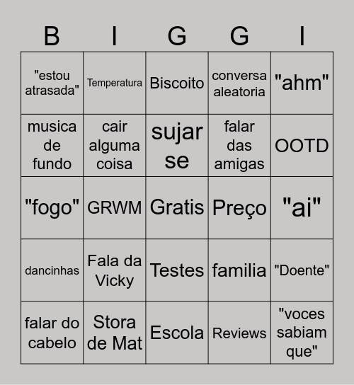 BIGGIE BING Bingo Card