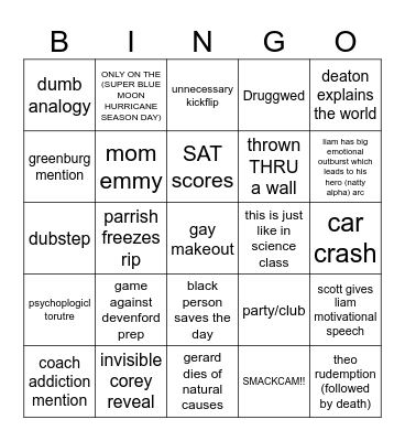 TEEN WOLF!f season 6b Bingo Card