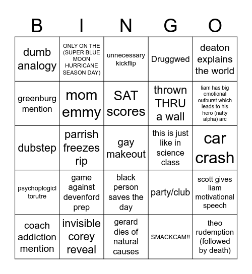 TEEN WOLF!f season 6b Bingo Card