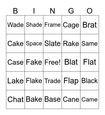 Vce Bingo Card