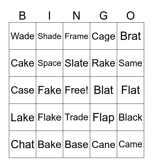 Vce Bingo Card