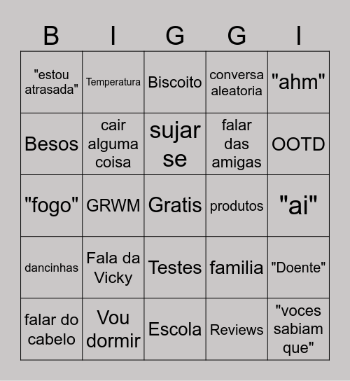 BIGGIE BING Bingo Card