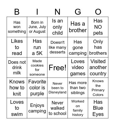 Find Someone Who... Bingo Card