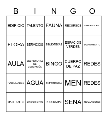 BINGO - ACTIVOS Bingo Card