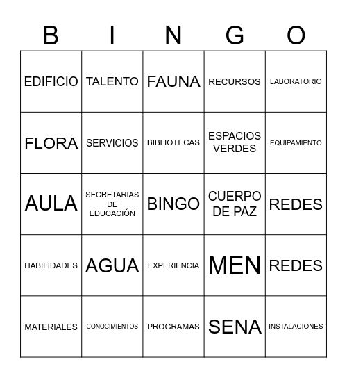 BINGO - ACTIVOS Bingo Card