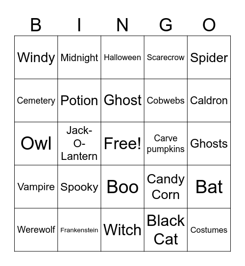 Halloween Bingo Card