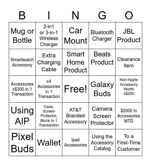 Accessories Bingo Card