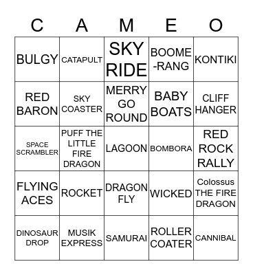 CAMEO LAGOON DAY Bingo Card