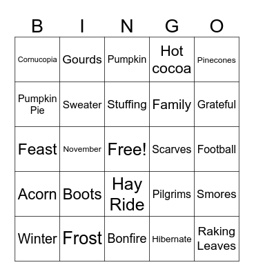 Fall Bingo Card