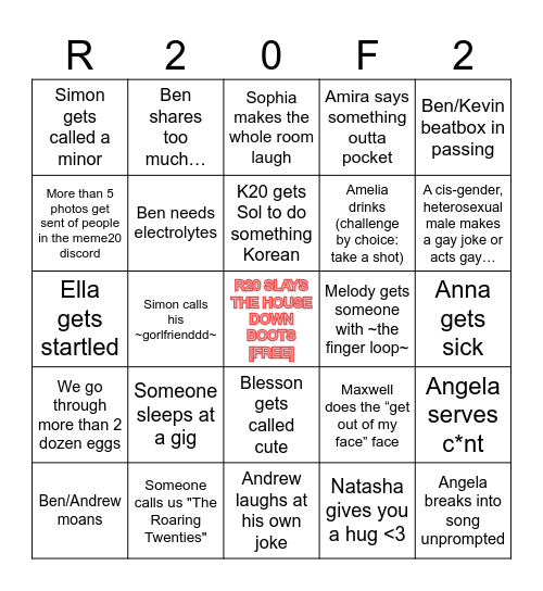 R20 BINGO CARD FALL2024 Bingo Card