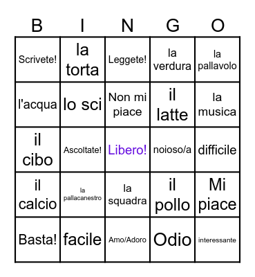 Capitolo 2 Bingo Card