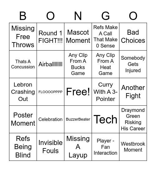 NBA Bingo Card