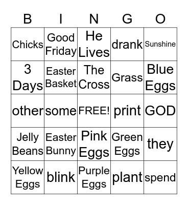 Easter Bingo Card