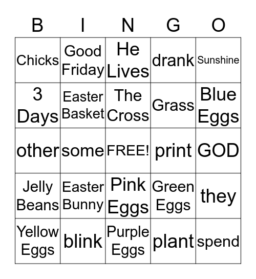 Easter Bingo Card