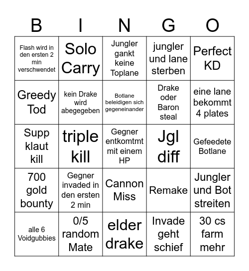 Duo LoL Bingo Card