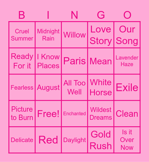 SWIFTIE BINGO Card