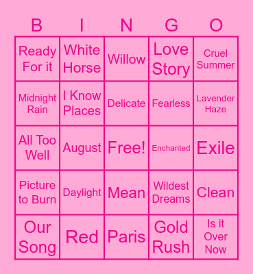 SWIFTIE BINGO Card