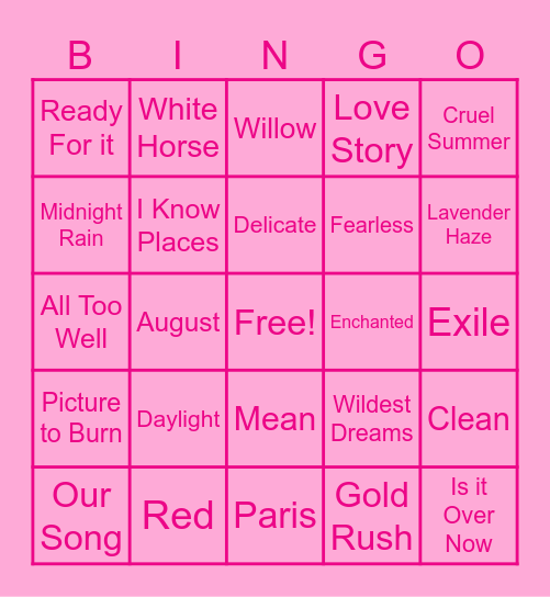 SWIFTIE BINGO Card