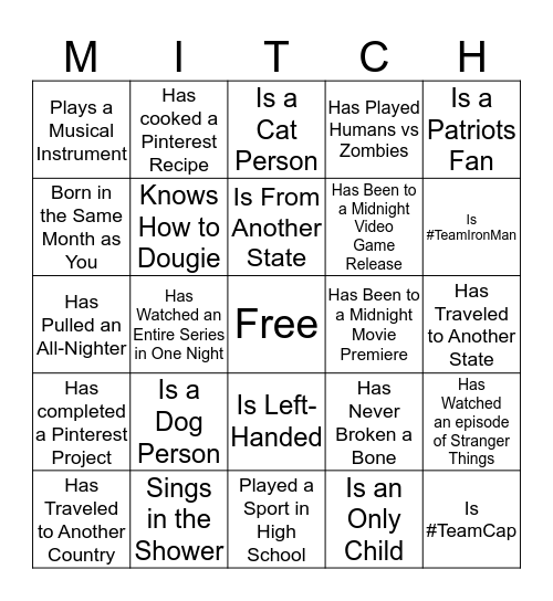 People Bingo Card