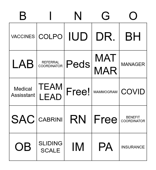 Access Bingo Card