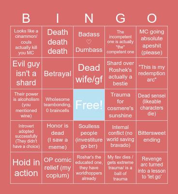 Way of Kings 1 Bingo Card