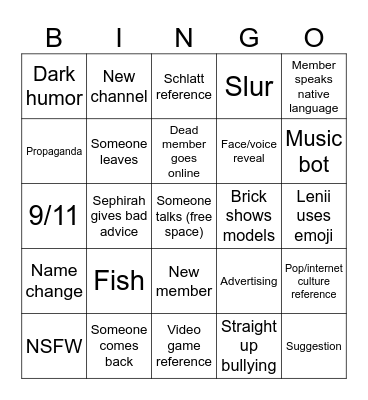 Server bingo Card