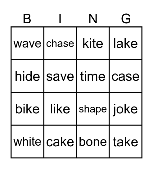 3-1 Magic-e BINGO Card